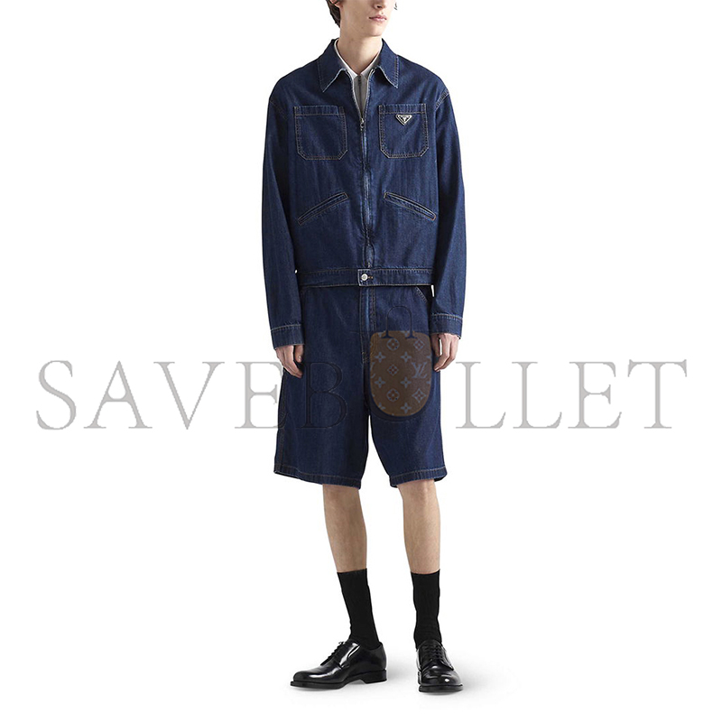 PRADA LOGO-APPLIQUÉ DENIM JACKET PRADA LOGO-APPLIQUÉ DENIM JACKET